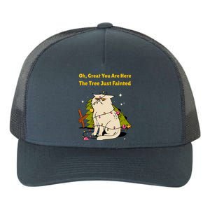 Funny Christmas Tree Knocked Over By Cat Meowy Christmas Gift Yupoong Adult 5-Panel Trucker Hat