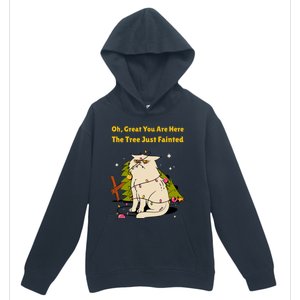 Funny Christmas Tree Knocked Over By Cat Meowy Christmas Gift Urban Pullover Hoodie