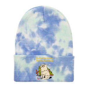 Funny Christmas Tree Knocked Over By Cat Meowy Christmas Gift Tie Dye 12in Knit Beanie