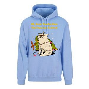 Funny Christmas Tree Knocked Over By Cat Meowy Christmas Gift Unisex Surf Hoodie