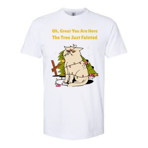 Funny Christmas Tree Knocked Over By Cat Meowy Christmas Gift Softstyle CVC T-Shirt