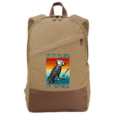 Funny Conspiracy Theory If It Flies It S.P.I.E.S Pigeon Bird Cotton Canvas Backpack