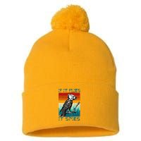 Funny Conspiracy Theory If It Flies It S.P.I.E.S Pigeon Bird Pom Pom 12in Knit Beanie