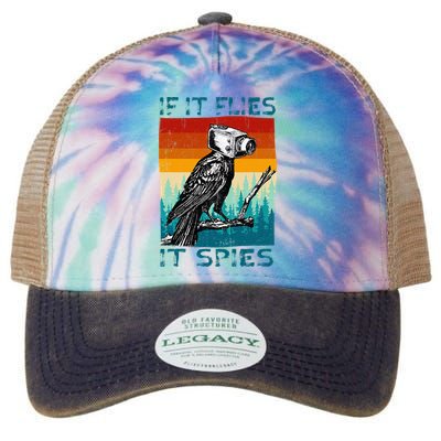 Funny Conspiracy Theory If It Flies It S.P.I.E.S Pigeon Bird Legacy Tie Dye Trucker Hat