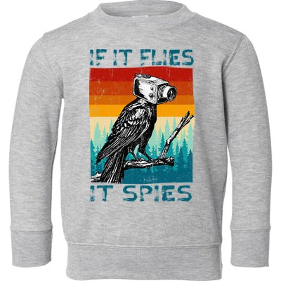 Funny Conspiracy Theory If It Flies It S.P.I.E.S Pigeon Bird Toddler Sweatshirt
