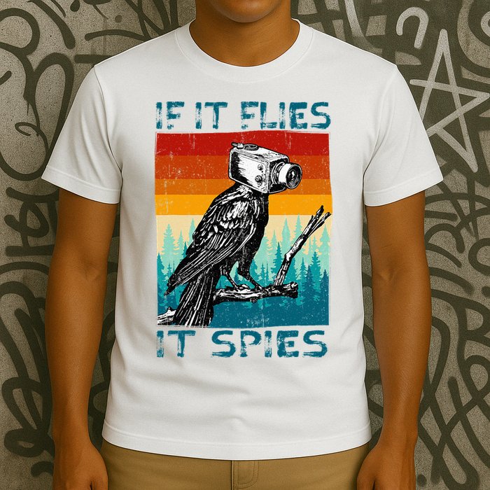 Funny Conspiracy Theory If It Flies It S.P.I.E.S Pigeon Bird T-Shirt
