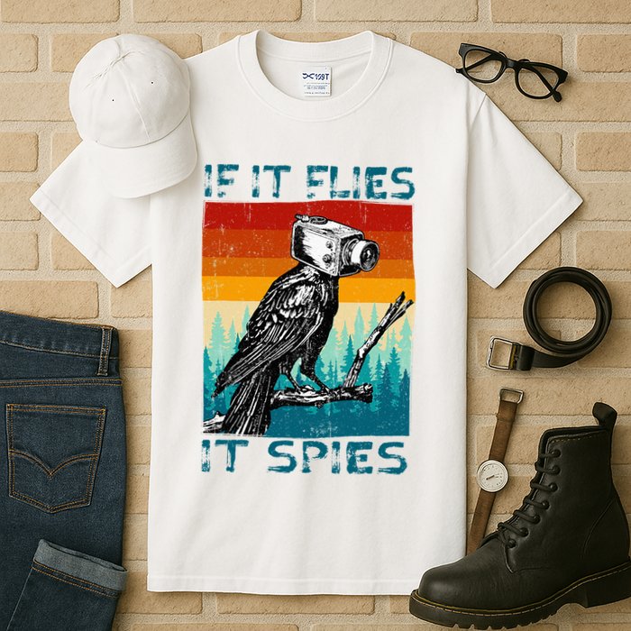 Funny Conspiracy Theory If It Flies It S.P.I.E.S Pigeon Bird Tall T-Shirt