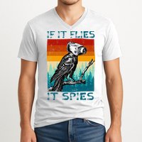Funny Conspiracy Theory If It Flies It S.P.I.E.S Pigeon Bird V-Neck T-Shirt