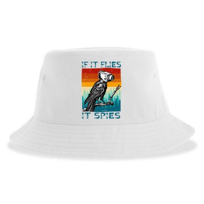 Funny Conspiracy Theory If It Flies It S.P.I.E.S Pigeon Bird Sustainable Bucket Hat