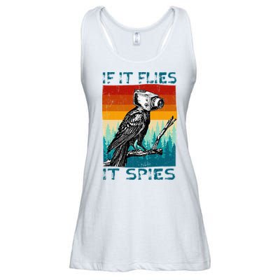Funny Conspiracy Theory If It Flies It S.P.I.E.S Pigeon Bird Ladies Essential Flowy Tank