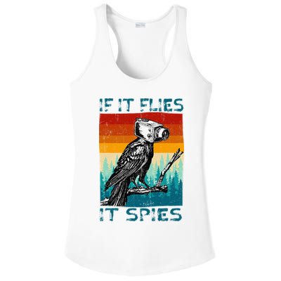 Funny Conspiracy Theory If It Flies It S.P.I.E.S Pigeon Bird Ladies PosiCharge Competitor Racerback Tank