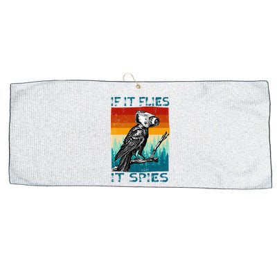 Funny Conspiracy Theory If It Flies It S.P.I.E.S Pigeon Bird Large Microfiber Waffle Golf Towel