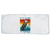 Funny Conspiracy Theory If It Flies It S.P.I.E.S Pigeon Bird Large Microfiber Waffle Golf Towel