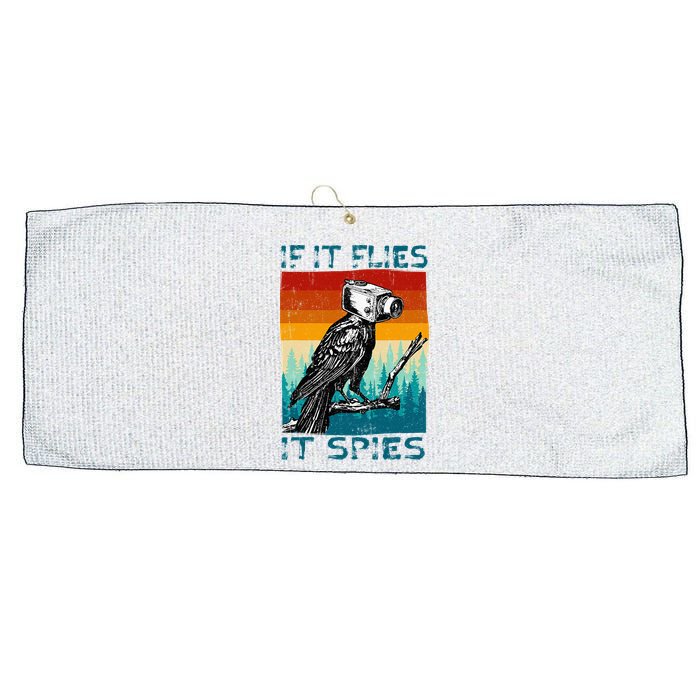 Funny Conspiracy Theory If It Flies It S.P.I.E.S Pigeon Bird Large Microfiber Waffle Golf Towel