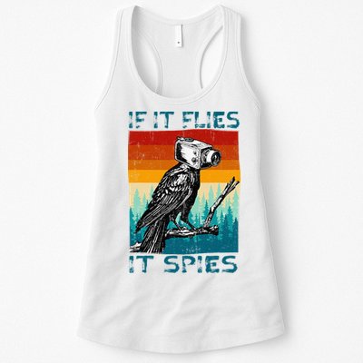 Funny Conspiracy Theory If It Flies It S.P.I.E.S Pigeon Bird Womens Tank Top