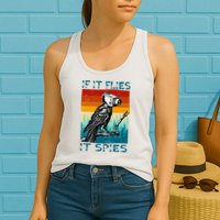 Funny Conspiracy Theory If It Flies It S.P.I.E.S Pigeon Bird Womens Tank Top
