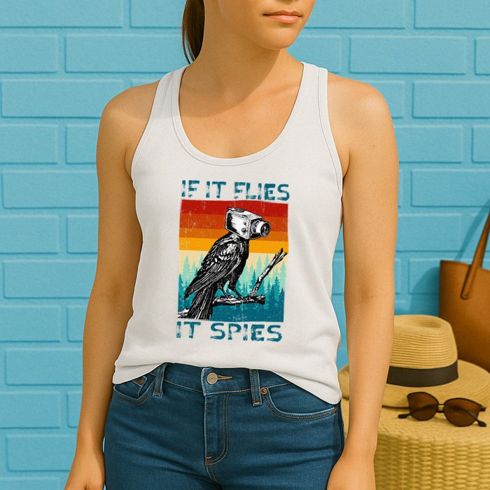 Funny Conspiracy Theory If It Flies It S.P.I.E.S Pigeon Bird Womens Tank Top