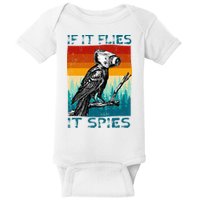 Funny Conspiracy Theory If It Flies It S.P.I.E.S Pigeon Bird Baby Bodysuit