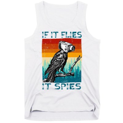 Funny Conspiracy Theory If It Flies It S.P.I.E.S Pigeon Bird Tank Top
