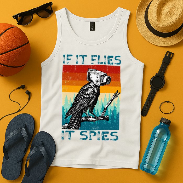 Funny Conspiracy Theory If It Flies It S.P.I.E.S Pigeon Bird Tank Top