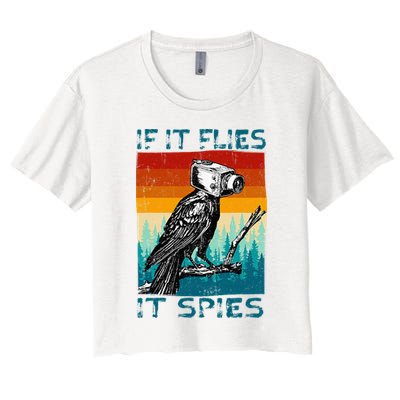 Funny Conspiracy Theory If It Flies It S.P.I.E.S Pigeon Bird Crop Top