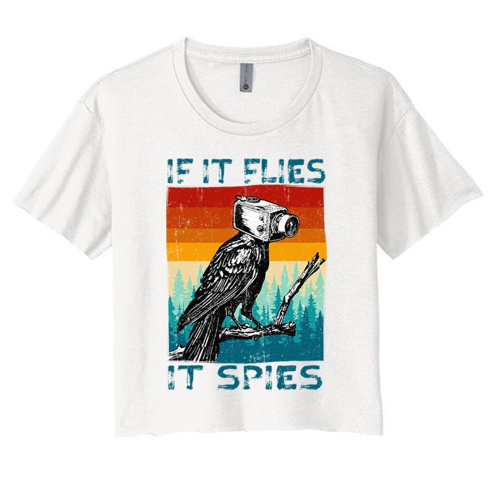 Funny Conspiracy Theory If It Flies It S.P.I.E.S Pigeon Bird Crop Top
