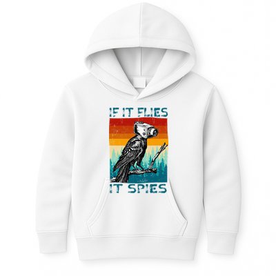 Funny Conspiracy Theory If It Flies It S.P.I.E.S Pigeon Bird Kids Hoodie