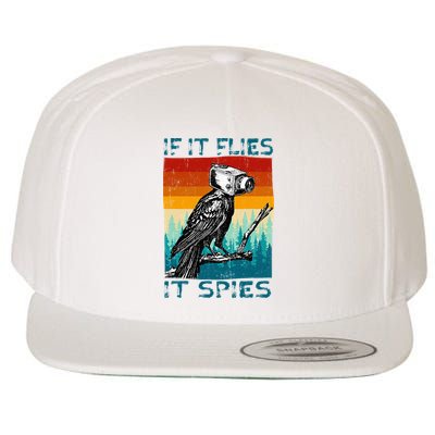 Funny Conspiracy Theory If It Flies It S.P.I.E.S Pigeon Bird Wool Snapback Cap