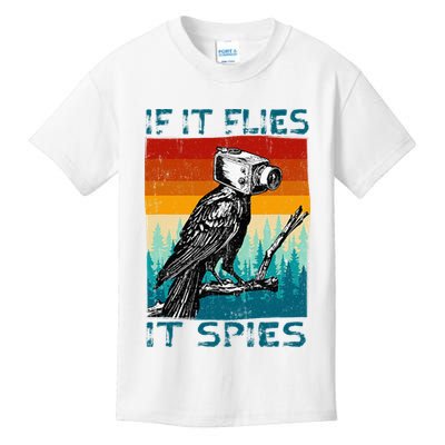 Funny Conspiracy Theory If It Flies It S.P.I.E.S Pigeon Bird Kids T-Shirt
