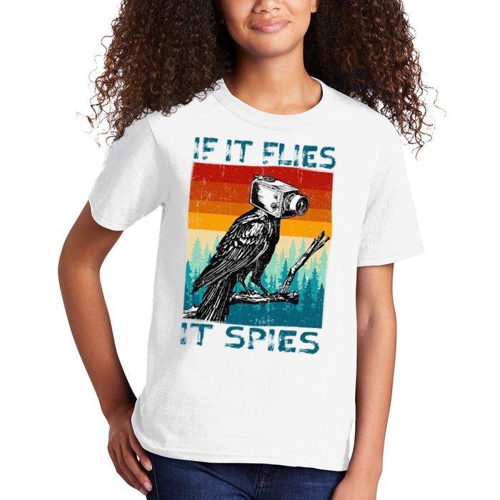Funny Conspiracy Theory If It Flies It S.P.I.E.S Pigeon Bird Kids T-Shirt