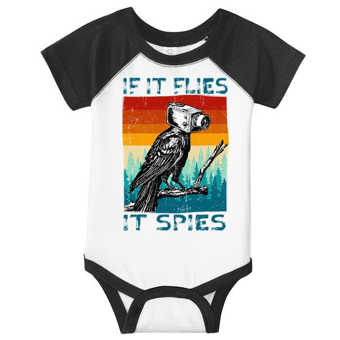 Funny Conspiracy Theory If It Flies It S.P.I.E.S Pigeon Bird Infant Baby Jersey Bodysuit