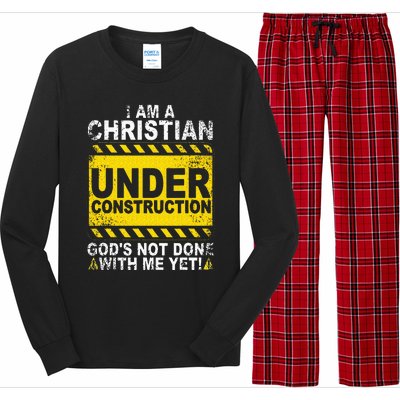 Funny Christian Under Construction Gift Catholic Long Sleeve Pajama Set