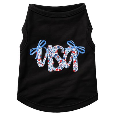 Floral Coquette USA America 4th Of July Independence Day Doggie Tank