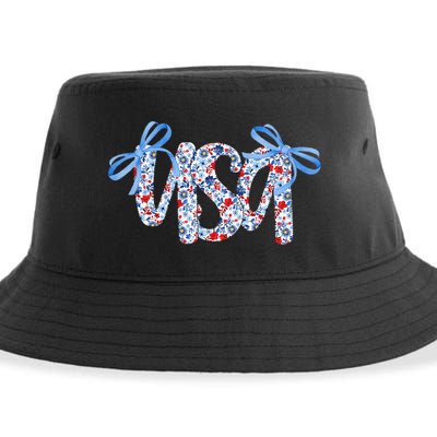 Floral Coquette USA America 4th Of July Independence Day Sustainable Bucket Hat