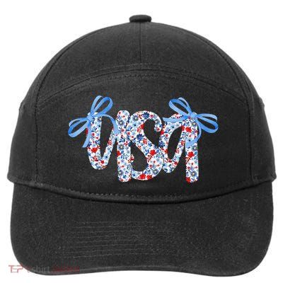 Floral Coquette USA America 4th Of July Independence Day 7-Panel Snapback Hat