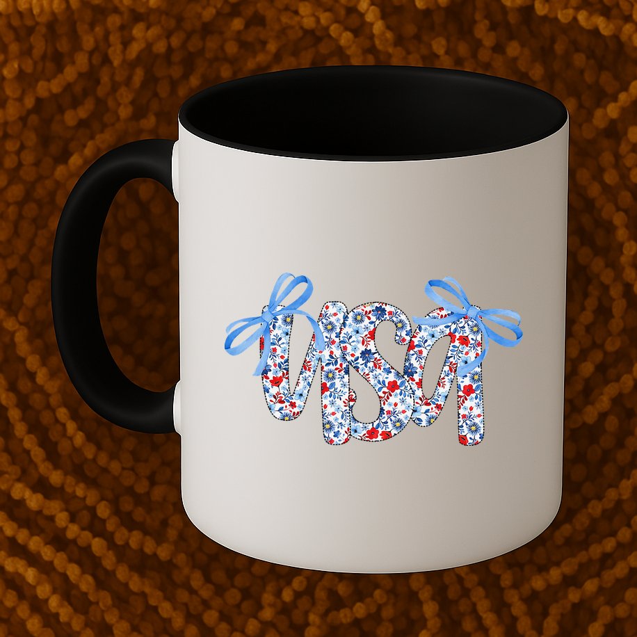 Floral Coquette USA America 4th Of July Independence Day Mug