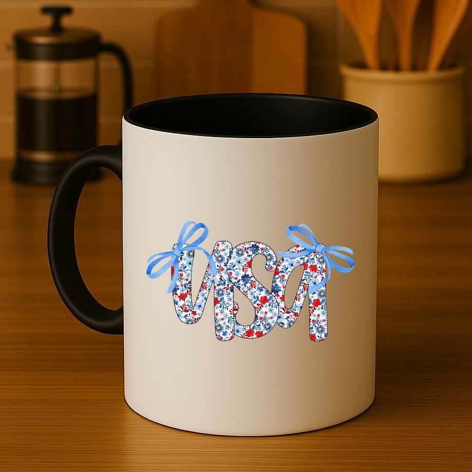 Floral Coquette USA America 4th Of July Independence Day Mug
