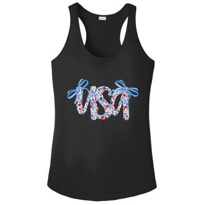 Floral Coquette USA America 4th Of July Independence Day Ladies PosiCharge Competitor Racerback Tank