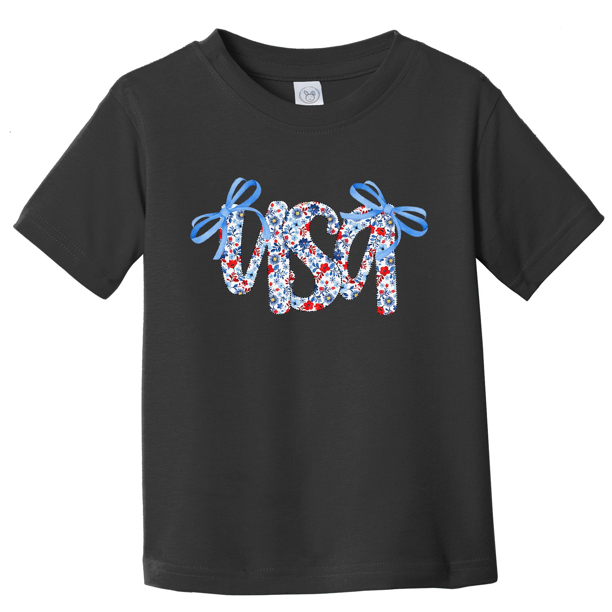 Floral Coquette USA America 4th Of July Independence Day Toddler T-Shirt