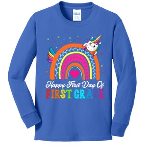 Funny Cute Unicorn Rainbow 1St Grade Teacher Student Funny Gift Kids Long Sleeve Shirt