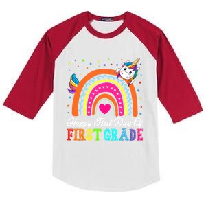 Funny Cute Unicorn Rainbow 1St Grade Teacher Student Funny Gift Kids Colorblock Raglan Jersey