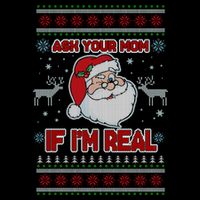 Funny Christmas Ugly Sweater Santa Ask Your Mom If I'm Real Sustainable Bucket Hat