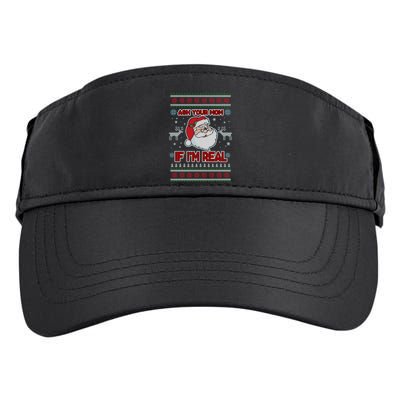 Funny Christmas Ugly Sweater Santa Ask Your Mom If I'm Real Adult Drive Performance Visor