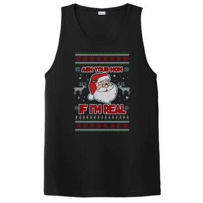 Funny Christmas Ugly Sweater Santa Ask Your Mom If I'm Real PosiCharge Competitor Tank