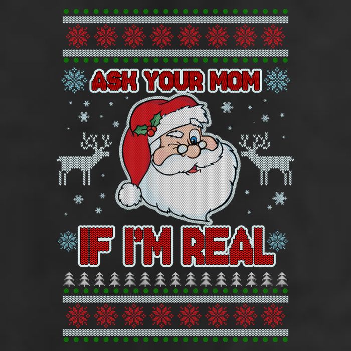 Funny Christmas Ugly Sweater Santa Ask Your Mom If I'm Real Golf Towel
