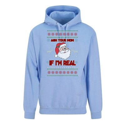 Funny Christmas Ugly Sweater Santa Ask Your Mom If I'm Real Unisex Surf Hoodie