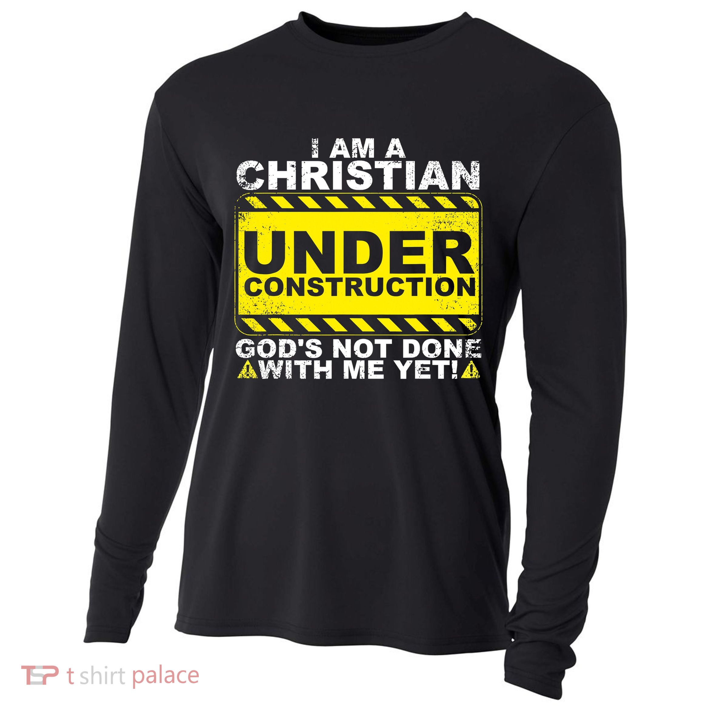 Funny Christian Under Construction Catholic Cooling Performance Long Sleeve Crew