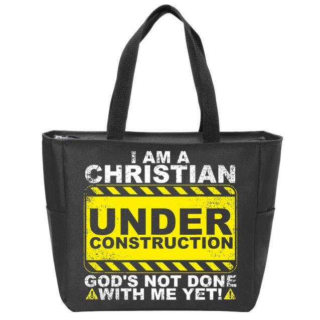 Funny Christian Under Construction Catholic Zip Tote Bag