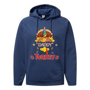 Funny Cute Unicorn Daddy Turkey Face Gift Turkey Family Gift Performance Fleece Hoodie