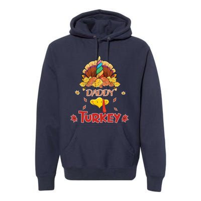 Funny Cute Unicorn Daddy Turkey Face Gift Turkey Family Gift Premium Hoodie